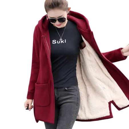 Long hooded coat fleece jacketJassen