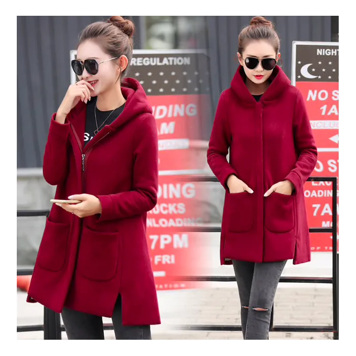 Long hooded coat fleece jacketJassen