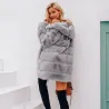 Elégante veste longue capuche - peluche - plus taille