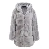 Elegante donzige lange jas met capuchon - bontjas - grote matenJassen