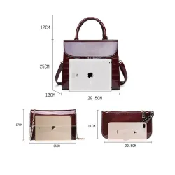 Elegante glanzende lederen tas set van 3 stuksSets
