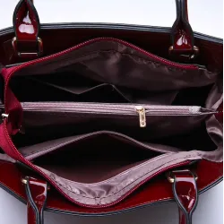 Elegante glanzende lederen tas set van 3 stuksSets