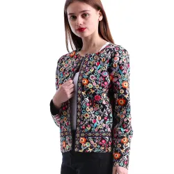 Floral design multicolor elegant short jacketJassen
