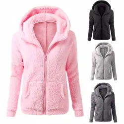 Zacht fleece jack met capuchon en ritssluitingHoodies & Truien