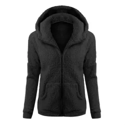 Zacht fleece jack met capuchon en ritssluitingHoodies & Truien