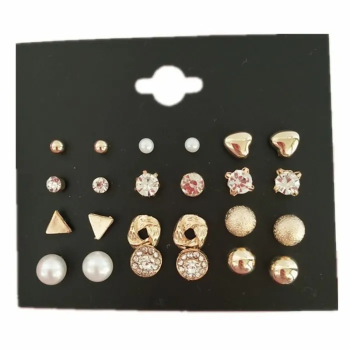Ensemble de boucles d'oreilles en cristal & perle