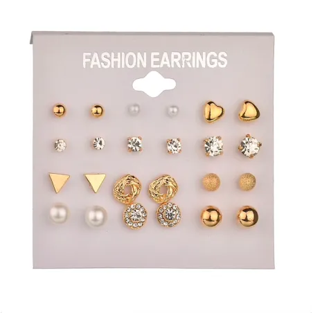 Ensemble de boucles d'oreilles en cristal & perle