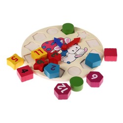 Houten puzzelklok met 12 cijfers speelgoedHouten