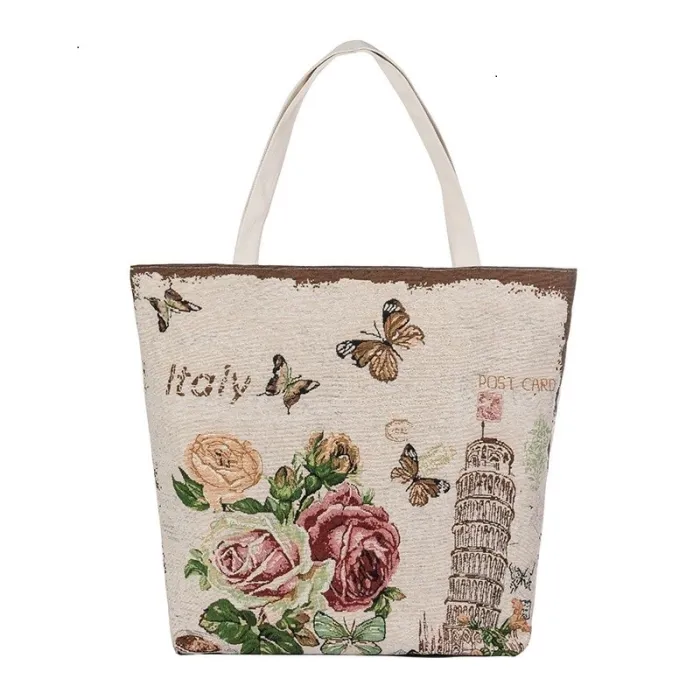 Canvas tas met bloemenprintTassen