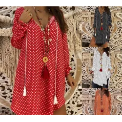 Mini polka dot dress with long sleeveJurken