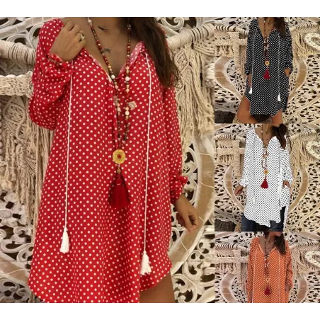 Mini polka dot dress with long sleeveDresses