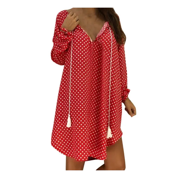 Mini polka dot dress with long sleeveJurken