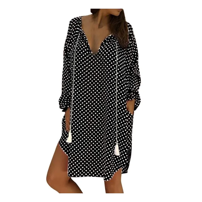Mini polka dot dress with long sleeveJurken