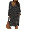 Mini pois robe avec manches longues