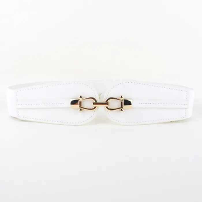 Double boucle en or - ceinture en cuir élastique