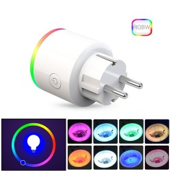 Plug Wifi avec moniteur d'alimentation - 16A EU RGB - prise sans fil avec commande vocale pour Google Home Alexa