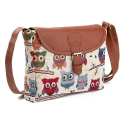 Printed Owls - crossbody shoulder small bagTassen