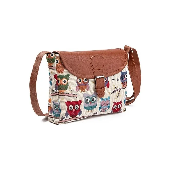 Printed Owls - crossbody shoulder small bagTassen