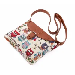 Printed Owls - crossbody shoulder small bagTassen