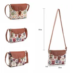 Printed Owls - crossbody shoulder small bagTassen