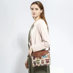 Printed Owls - crossbody shoulder small bagTassen