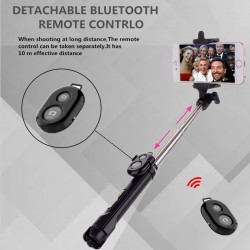 Tripod Bluetooth selfie stok met een ontspanknop voor smartphoneSelfie sticks