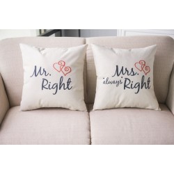 Mr & Mrs Alway Right - coton coussin cover 44 * 44cm