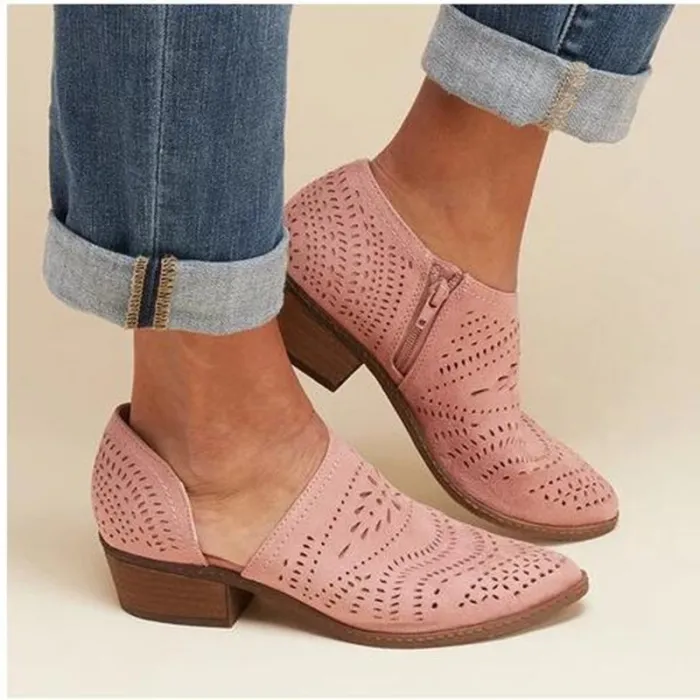 Hollow out - leather ankle bootsBoots