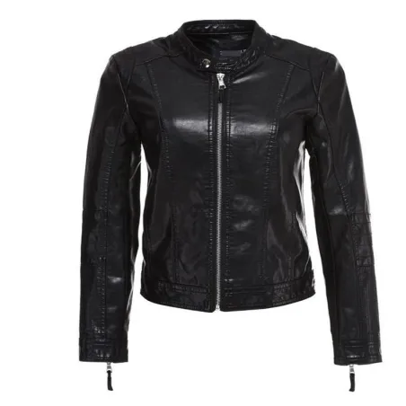 Veste en cuir avec fermeture éclair