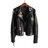 Floral embroidery - leather jacketJassen