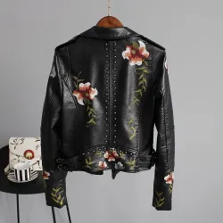 Floral embroidery - leather jacketJassen