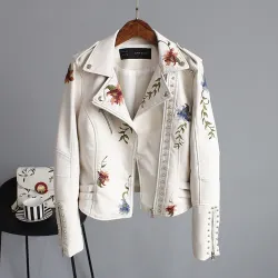 Floral embroidery - leather jacketJassen