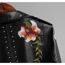 Floral embroidery - leather jacketJassen