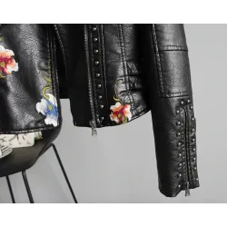 Floral embroidery - leather jacketJassen