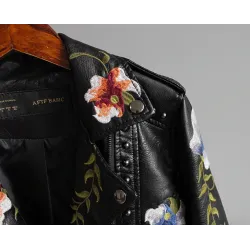 Floral embroidery - leather jacketJassen
