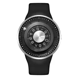 Ball rotation - stainless steel quartz watch with silicone strapHorloges