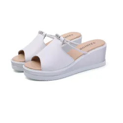 Comfortable leather slip-on wedge sandalsSandals