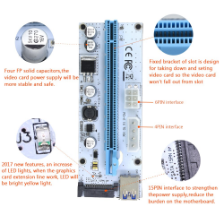 3 in 1 Molex 4Pin SATA 6PIN PCI Express PCIE PCI-E Riser Card 008s 1x to 16x USB 3.0 For Mining Bitcoin MinerKabels