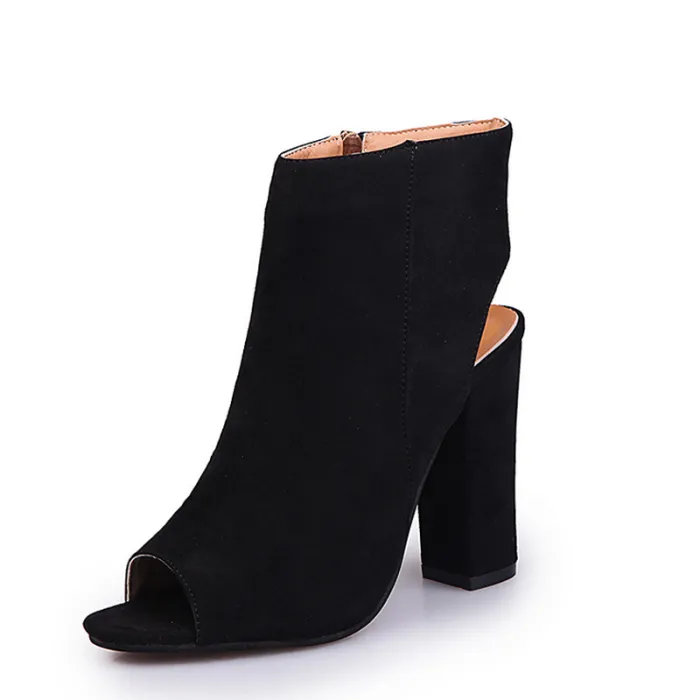 Casual stijlvolle suede sandalen laarzen met open teen en hakLaarzen