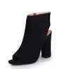 Stylish suede sandals - boots with open toe & heelBoots