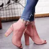 Casual stijlvolle suede sandalen laarzen met open teen en hakLaarzen