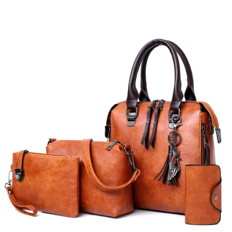 Luxe lederen tas set incl portemonnee 4 stuksSets
