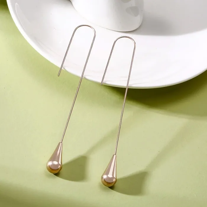 Vnox Temperament Dangle Oorbellen voor Vrouwen Zilver Rose Gold Tone Rvs Water Drop Lange Earring ChOorbellen