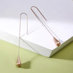 Vnox Temperament Dangle Oorbellen voor Vrouwen Zilver Rose Gold Tone Rvs Water Drop Lange Earring ChOorbellen