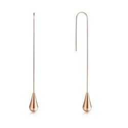 Vnox Temperament Dangle Oorbellen voor Vrouwen Zilver Rose Gold Tone Rvs Water Drop Lange Earring ChOorbellen
