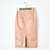 2019 women PU leather midi skirtJurken