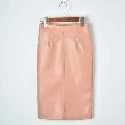 2019 women PU leather midi skirtJurken