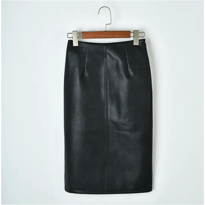Jupe midi en cuir élégant