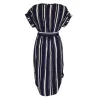 Summer women batwing short sleeve striped beach dressJurken