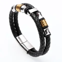 Men genuine leather magnet buckle braceletArmbanden
